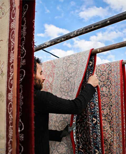 خشک کردن قالی در قالیشویی پل صدر